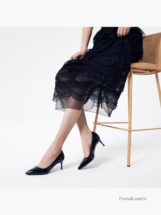Kitten Heel Low Pumps 2.4 Inch Pointed Toe Dressy Shoes for Work Party main image 2